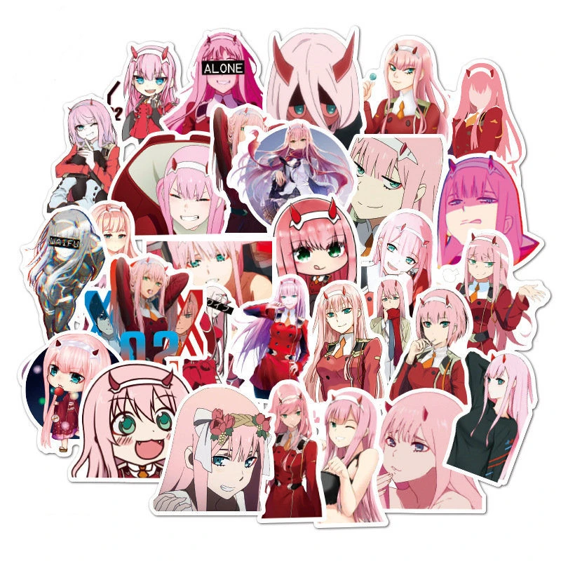 50pcs Anime Darling in the Fanxx Stickers 02 Zero Two Sticker For Laptop Luggage Motorcycle Suitcase Guitar Skateboard PVC Decal