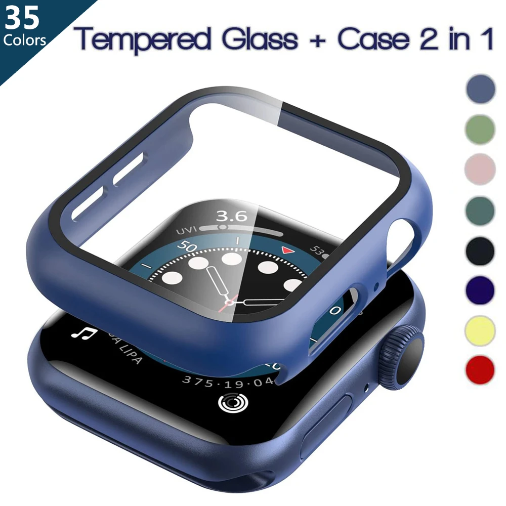 360 full Screen protector Bumper Frame matte hard Case for Apple watch 6/SE/5/4/3/2/1 cover Tempered glass film for iwatch 5 4