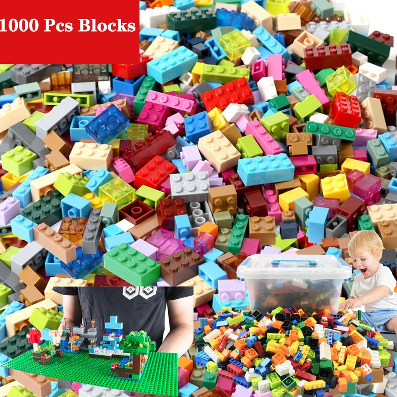 1000 Pieces Building Blocks City DIY Creative Bricks Compatible inglys Bricks Bulk Base Plate Educational Kids Toy Blocks