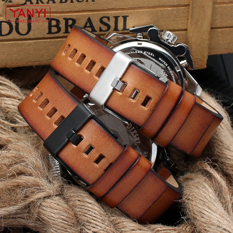 Genuine Leather bracelet for diesel DZ7406 DZ7408 DZ4476 DZ4343 watch strap Brown watchband 22mm 24 26mm Retro wristwatches band