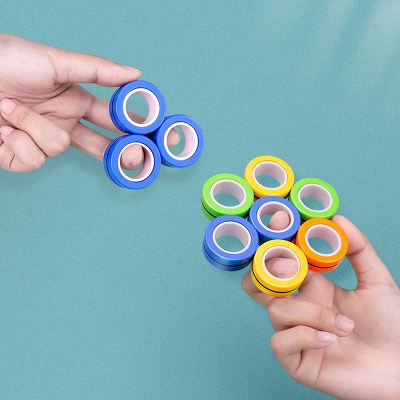 3pcs Anti-Stress Magnetic Rings Unzip Toy Magic Bracelet Ring Tools Children Finger Spinner Ring Adult Decompression Toys