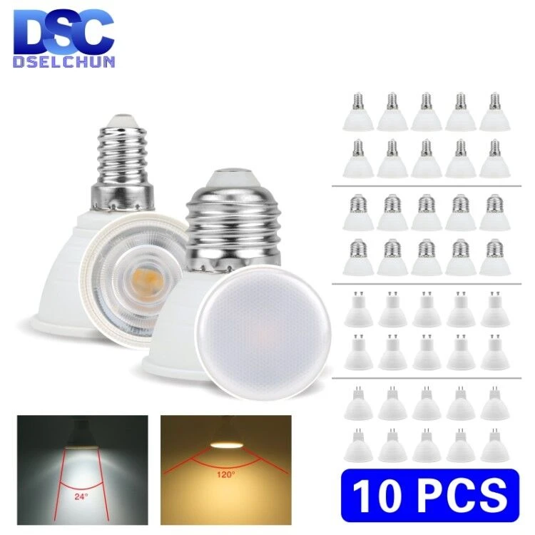 10pcs Lampada LED Bulb MR16 GU5.3 GU10 E27 E14 6W 220V-240V Bombillas LED Lamp Spotlight Lampara LED Spot Light 24/120 degree