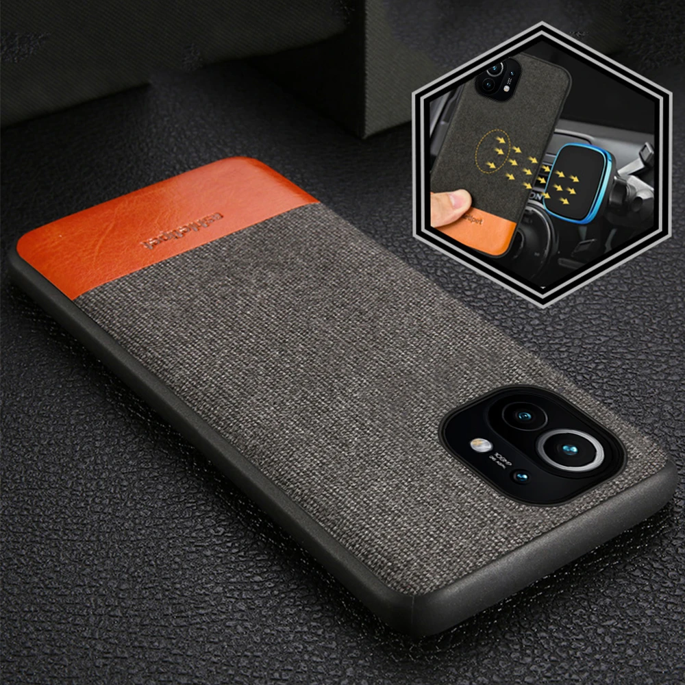 Fabric Man business Magnetic case For xiaomi Mi 11 lite 10t 10 9 Original shockproof cover For Redmi note 10 pro 9 9s 8 8T 10s 7