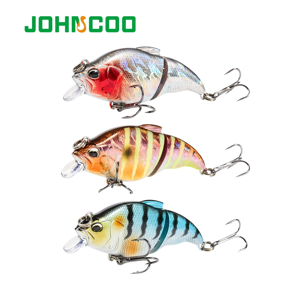 JOHNCOO Vibration Floating Fishing Lures Kit 3pcs Hard Bait Minnow Pesca Bass Bait 2 Segment Crank Wobbler Fishing Lure Set