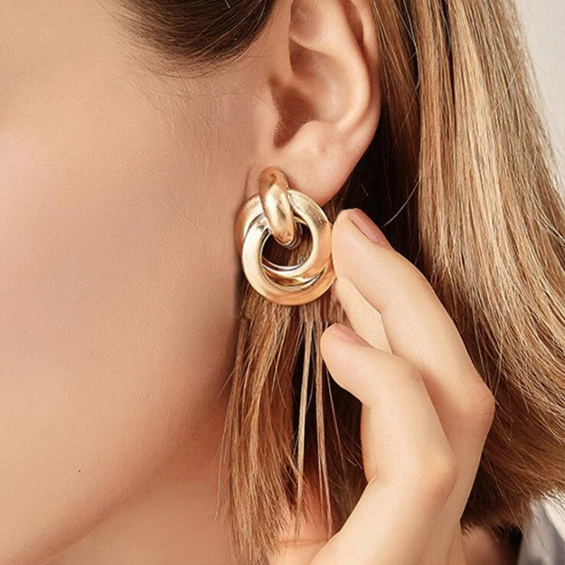 Fashion Metal Women Drop Earrings Hollow Geometric Dangle Earrings for Girls Punk Round Earrings Fashion Brincos Gift