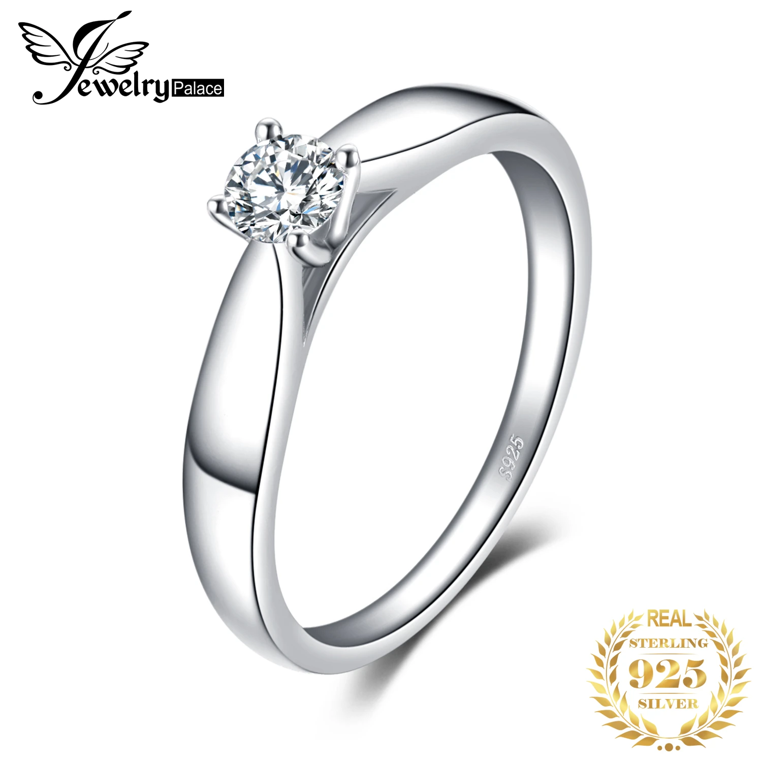 JewelryPalace Engagement Ring 925 Sterling Silver Rings for Women Solitaire Anniversary Wedding Band Silver 925 Jewelry Fashion