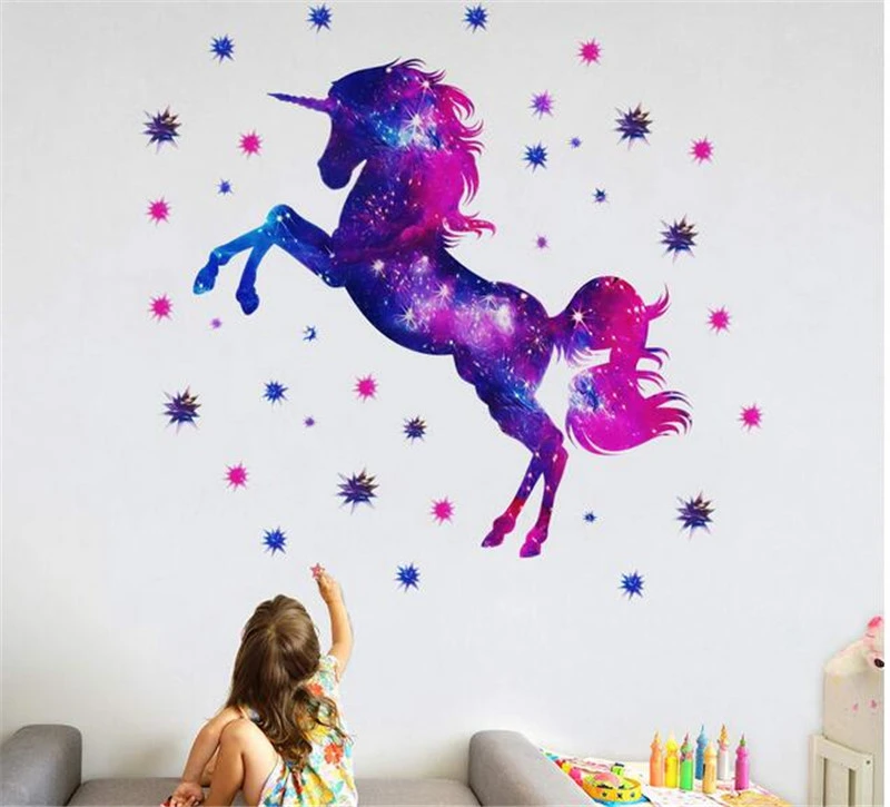 Unicorn Wall Sticker Art Mural  Bedroom Wall Decoration wall stickers for kids rooms