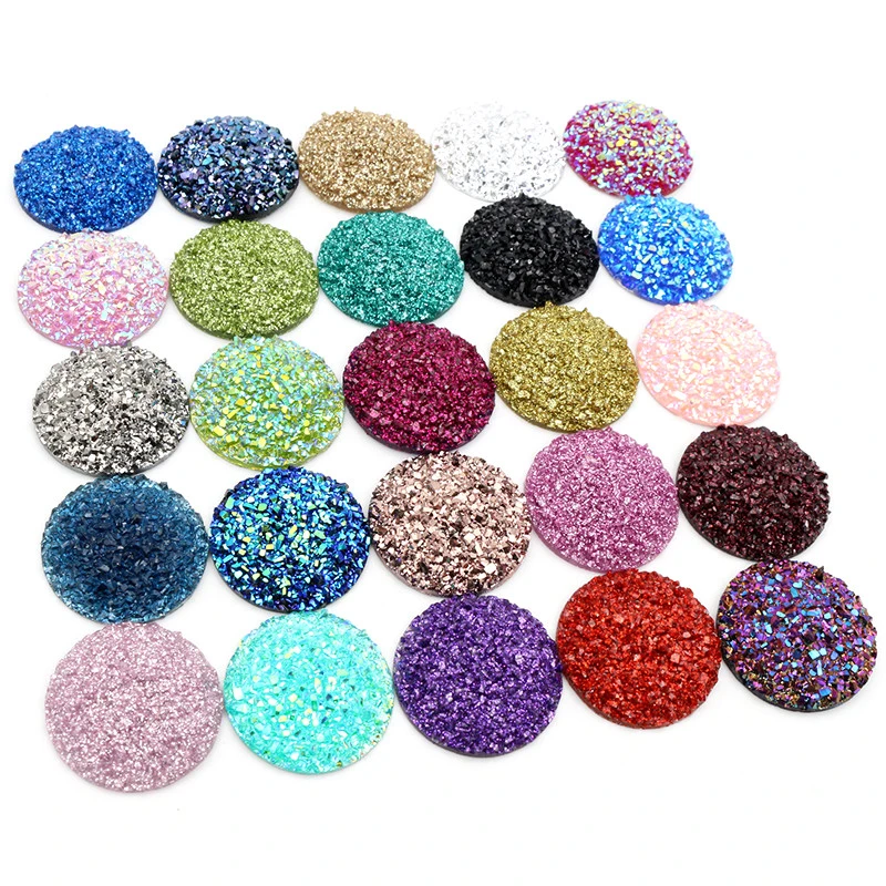 New Fashion 10pcs 20mm 25mm Mix Colors Natural ore Style Flat back Resin Cabochons For Bracelet Earrings accessories