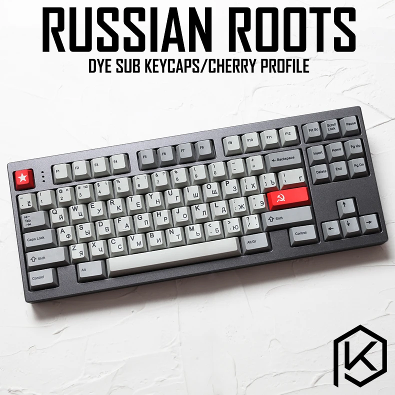 kprepublic 139 Russian root Russia font language Cherry profile Dye Sub Keycap PBT for gh60 xd60 xd84 cospad tada68 87 104