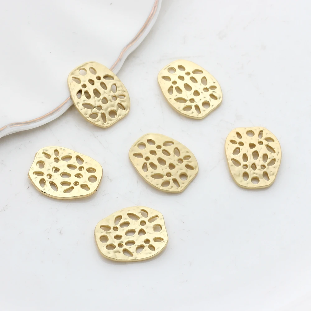 Zinc Alloy Golden Hollow Distorted Geometric Flower Charms Linker Connector For DIY Jewelry Earrings Making Finding Accessories