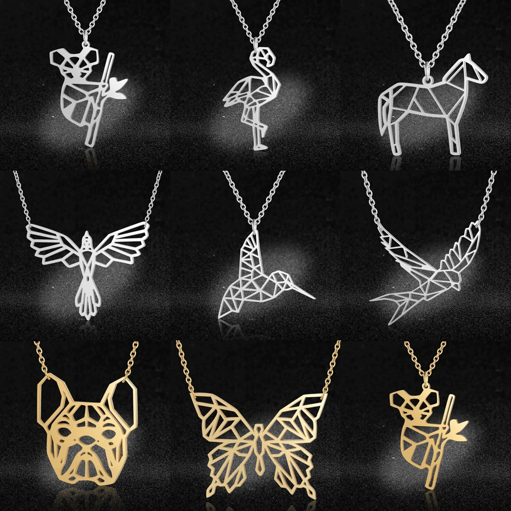 Koala Pendat Necklace Wholesale Stainless Steel Butterfly Phoenix Jewelry Sea Gull Hummingbird Flamingo Necklaces Dropshipping