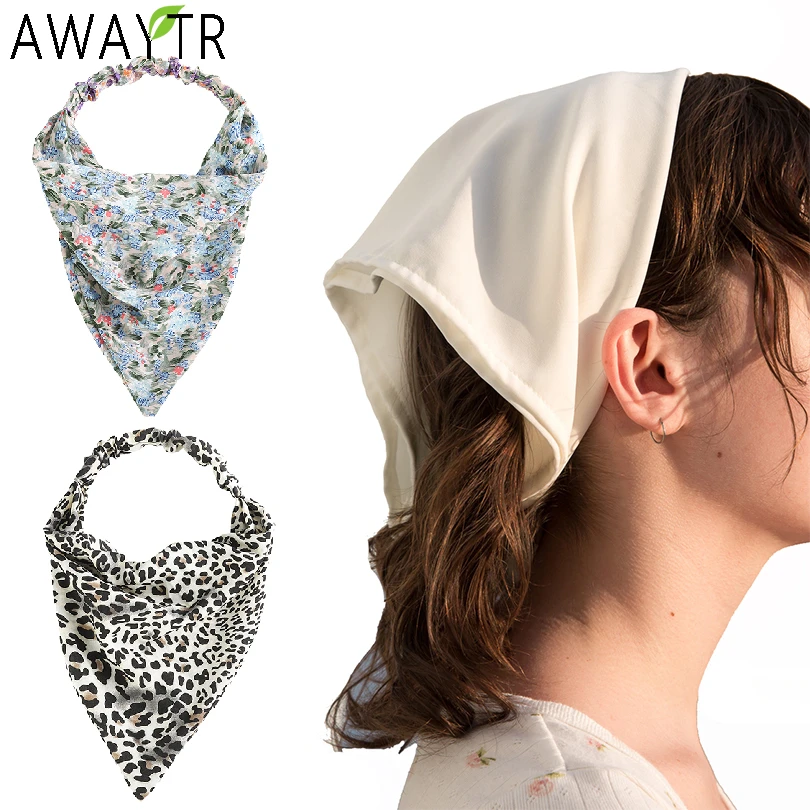 AWAYTR Prints Triangle Bandanas Hairband Elastic Hair Bands Women Flower Bandage Headband Turban Bohemian Girls Hair Accessories