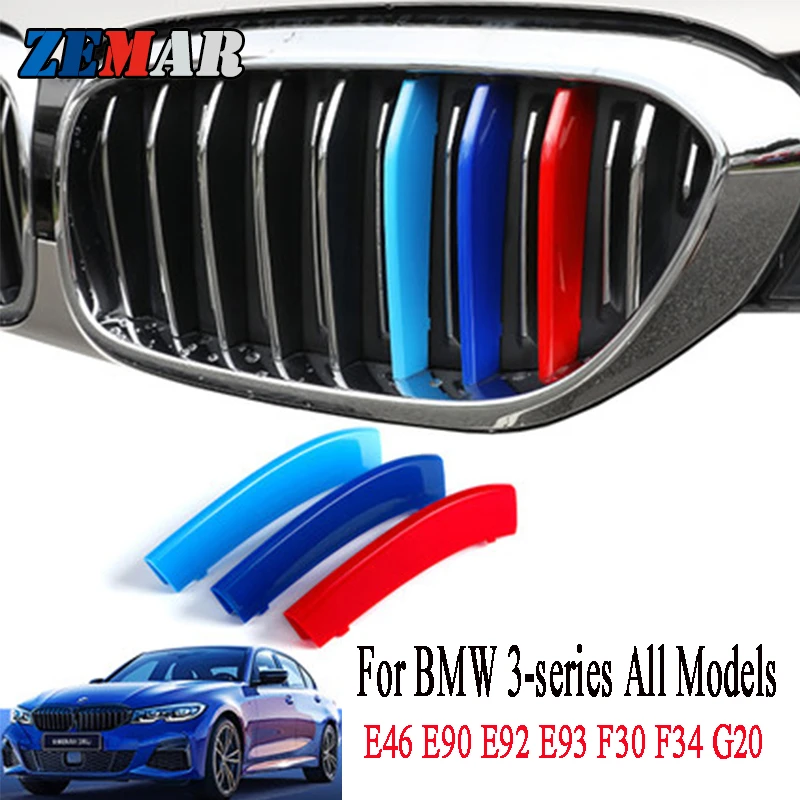 3pcs ABS For BMW G20 E90 E91 E92 E93 F30 F34 E46 Coupe 3 Series GT Car Racing Grille Strip Trim Clip M Performance Accessories