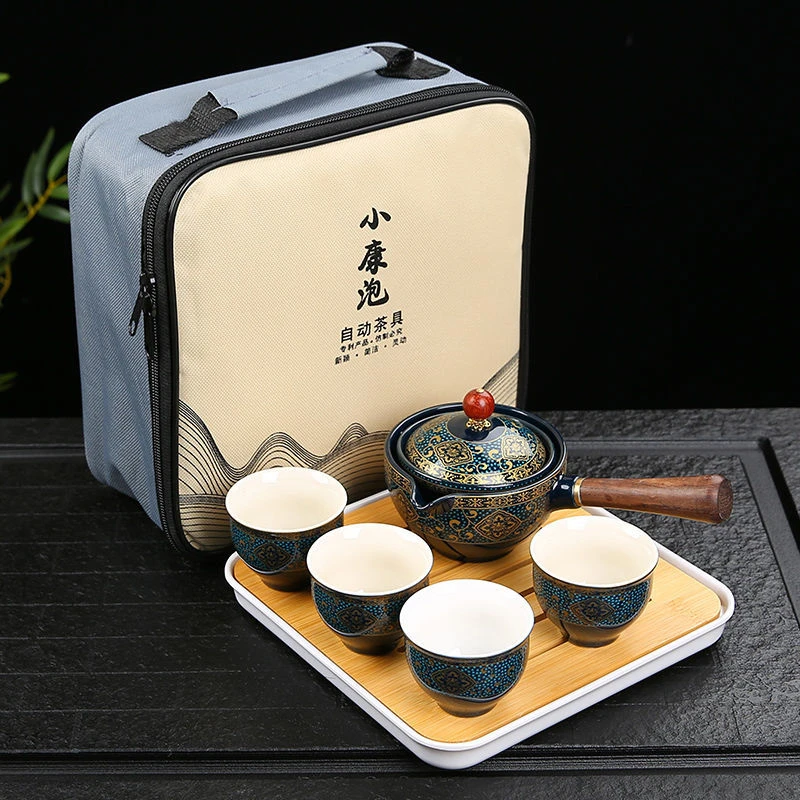 Teaware Chinese Tea Set Gong fu Tea Sets Portable Teapot Set with 360 Rotation Tea Maker and Infuser Portable All in Gift Bag