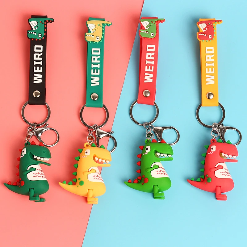 fashion cute rubber keychain key holder pendant dinosaur bag pendant animal keyfob key ring chain charm trinket jewelry gift