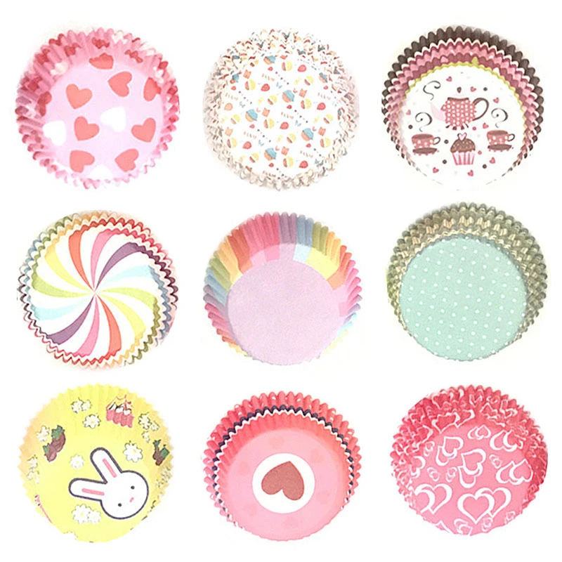 100Pcs cupcake Paper Cup Muffin Box Food Grade Color Printing Cake Decorating Tool Cake Paper Cup Kitchen Accessories Baking Cup