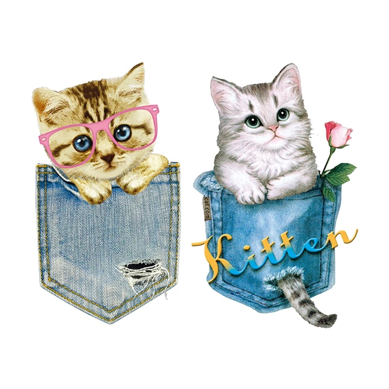 NEW Diy Cats Sticker Pocket Patches Iron On Clothes Bag Denim Patches Fashion Washable Easy To Use Heat Transfer Vinyl Stickers