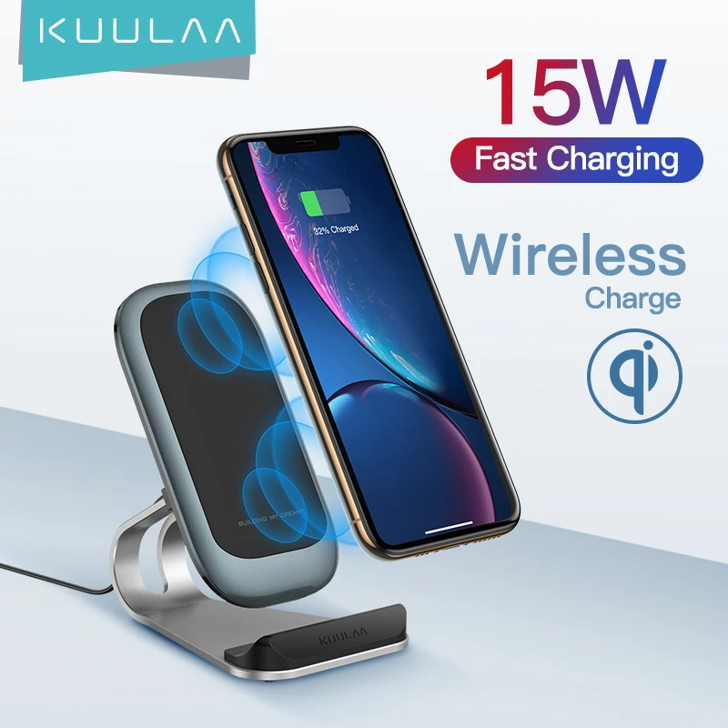 KUULAA Qi Wireless Charger 15W for iPhone 12 11 pro max xiaomi mi 11 X Fast Wireless Charging Dock Station Phone Holder Charger