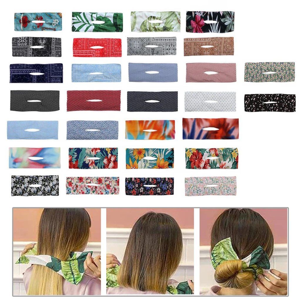 Fashion Deft Bun Hair Bands Women Summer Knotted Wire Headband Print Hairpin Braider Maker Easy To Use DIY Accessories