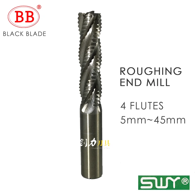 BB Roughing End Mill HSS Cutters 4 Flute 5mm to 45mm Saw Blade Metal Machining Inch & Iso 6mm 8mm 10mm 12mm 16mm