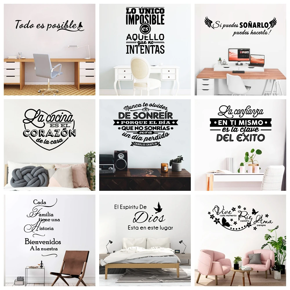 Large Spanish Quotes Phrase Wall Decals Wallpaper Vinyl Stickers For Office Room Decal Wall Sticker Home Decoration Poster Mural