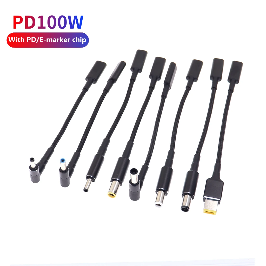 100W Universal Laptop Power Adapter Connector Fast Charging Cable Cord USB Type C Female to Notebook Charger Plug Jack Converter