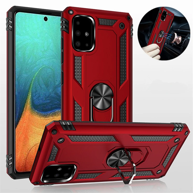 For Samsung Galaxy A51 A71 Case Armor Shockproof Ring Holder Case for Galaxy A51 A71 5G Hard PC Soft TPU Hybrid Back Cover