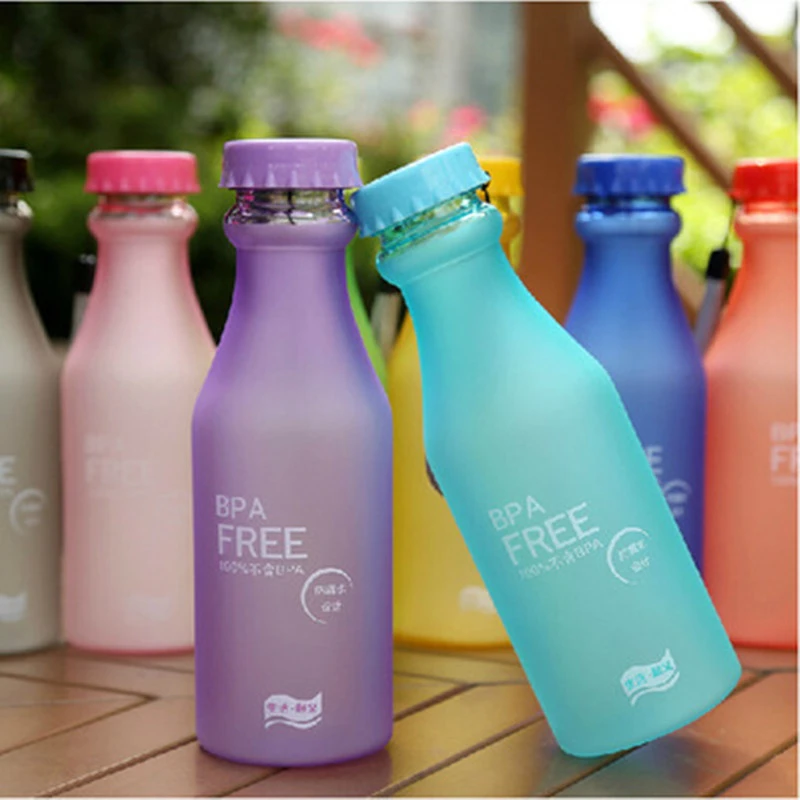 550mL Candy Color Water Bottle Plastic Cup Matte Portable Fall Resistant Drop Water Cup Sports Bottle  For Travel Camping