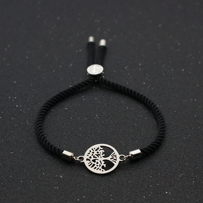 Cute Bear Stainless Steel Life Tree Charm Bracelets & Bangles For Women Male Couples Lucky Friendship Bracelet Men Jewelry Gifts