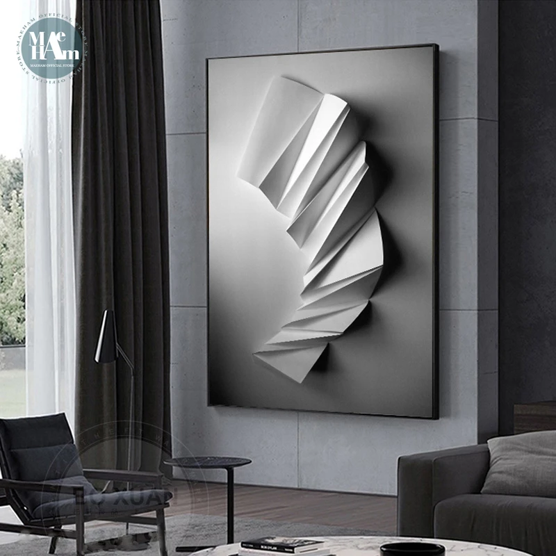 Nordic Black White Geometry space art wall art Canvas poster Painting Prints Abstract line Pictures for Living Room Morden Decor