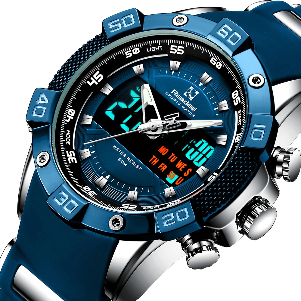Mens Watches Readeel Brand Luxury LED Digital Quartz Chronograph Man Sport Watch Waterproof Wristwatch relogio quartzo masculino