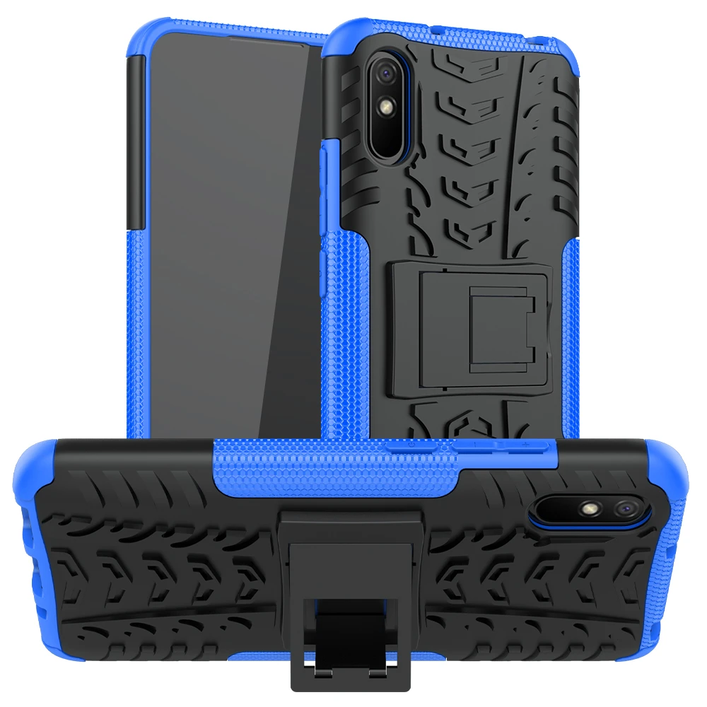 for Xiaomi Redmi 9A Case Cover Armor Stand Holder Rugged Silicone Shockproof Bumper Case for Xiaomi Redmi 9A 9 A AT i