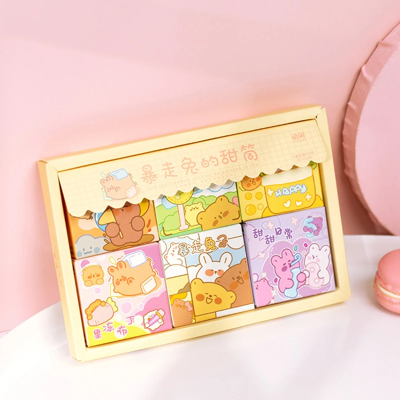 6 box/set kawaii Cartoon rabbit Decorative Stationery Stickers set Scrapbooking DIY Diary Album Stick Lable