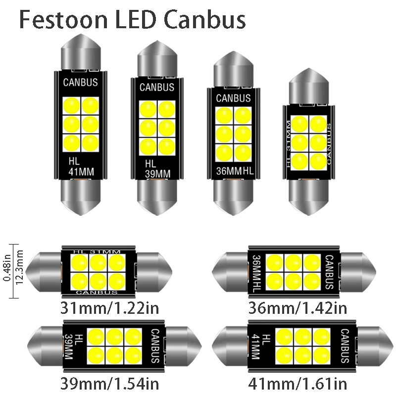 1pcs 3030 Festoon 31mm 36mm 39mm 41/42mm C5W Led Bulb CANBUS C10W Dome Reading Lamp Car Beleuchtung Interior License Plate Light