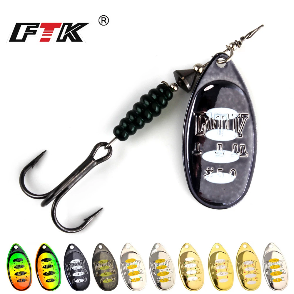 FTK Fishing Lure Willow Spinner Bait 8.4g12.5g14.7g Copper Size 3#-5# With 35647-BR Treble Hook 2#-1/0# hard lure