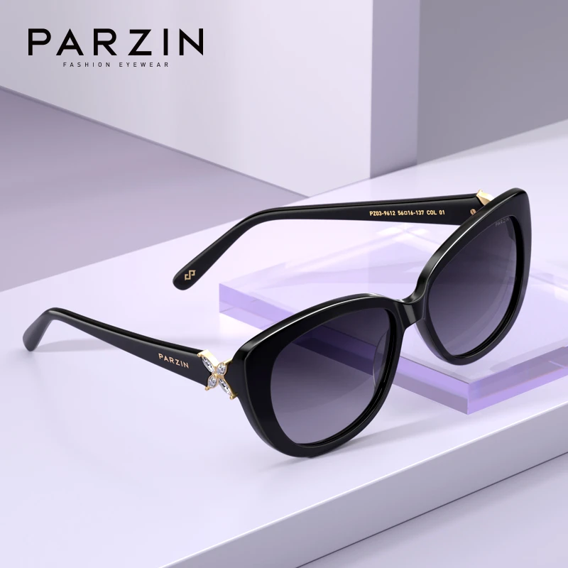 PARZIN Luxury Trendy Cateye Sunglasses for Women, Butterfly Fashion Polarized UV400 Lens Driving Eyewear Gift Oculos De Sol 9612