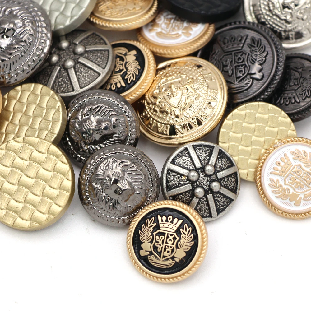 5Pcs Mix Round Metal Button Golden Shank Button For Clothing Retro Decorative Buttons Garment Coat Sewing Accessories 15/20/25MM