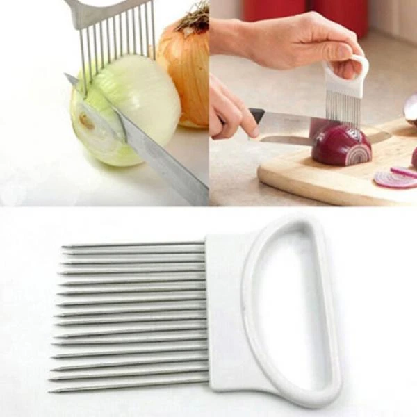 2021 New 1PC Kitchen Gadgets Onion Slicer Tomato Vegetables Safe Fork Vegetables Slicing Cutting Tools Random Color