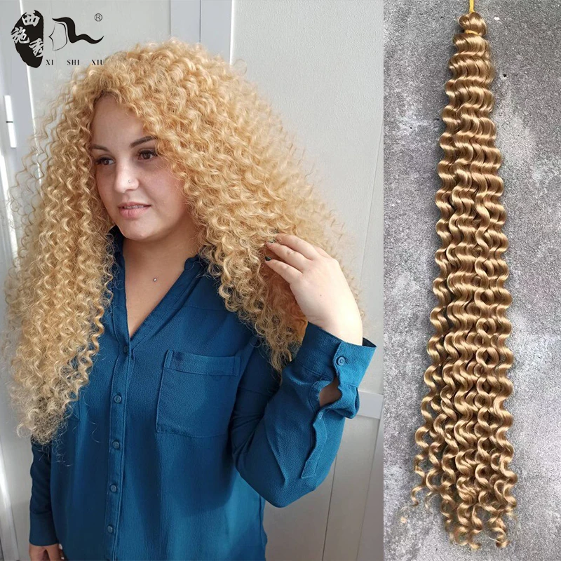 XISHIXIU Synthetic Curly Ombre Crochet braid hair extensions  Deep pre-looped crochet twist hair braiding