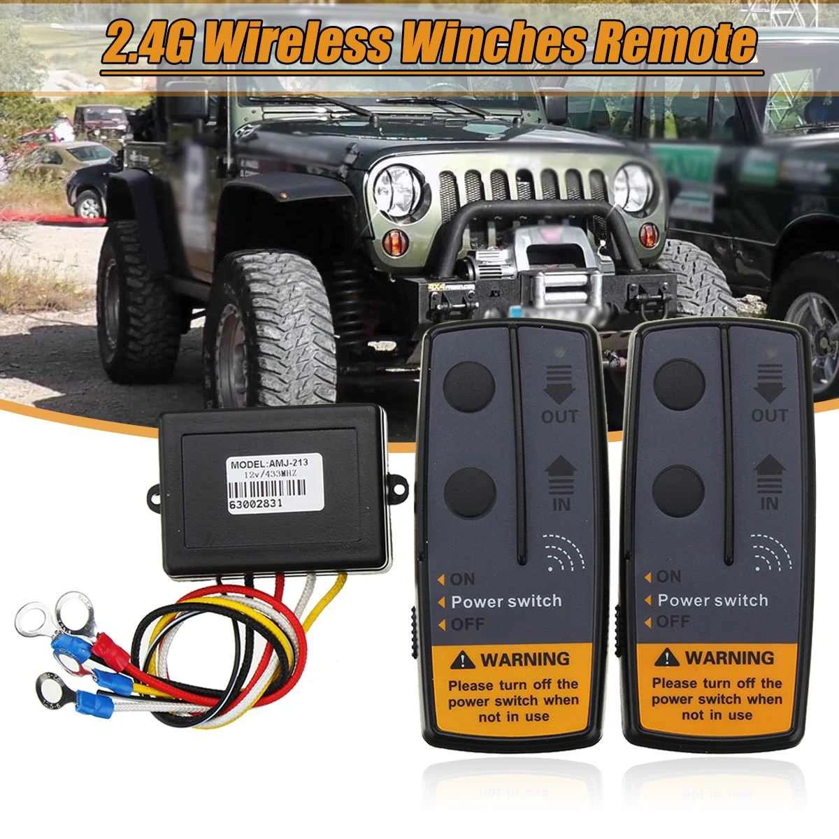 2.4G 12V 24V 50M Digital Wireless Winches Remote Control Recovery Kit For Jeep SUV