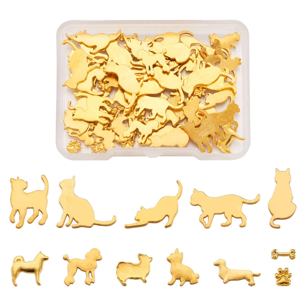 1Box Cats Dogs Alloy Cabochons For DIY UV Epoxy Resin Pressed Flower DIY Jewelry Making Findings Accessories Mixed Shapes