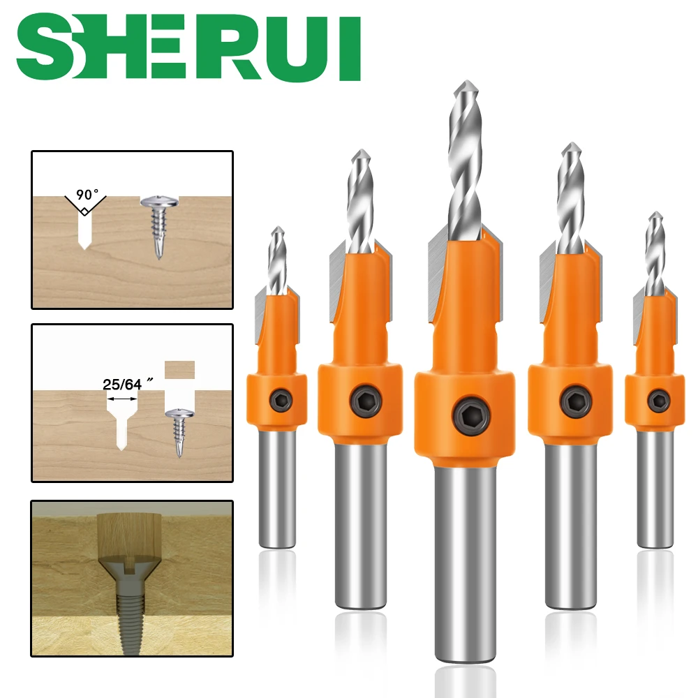 1pc 8mm Shank HSS Woodworking Countersink Router Bit Screw Extractor Remon Demolition for Wood Milling Cutter
