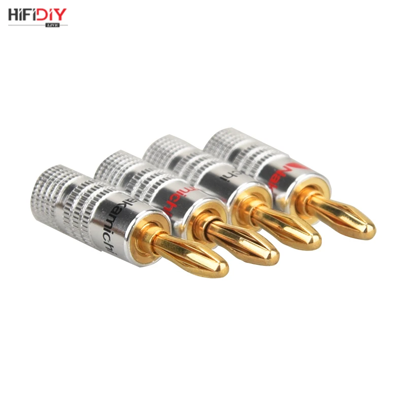 4PCS/Set 4mm and 2mm Pure Copper Gold Plated Banana Plug Connector For Audio Video Speaker Cable Adapter Terminal Connectors Kit