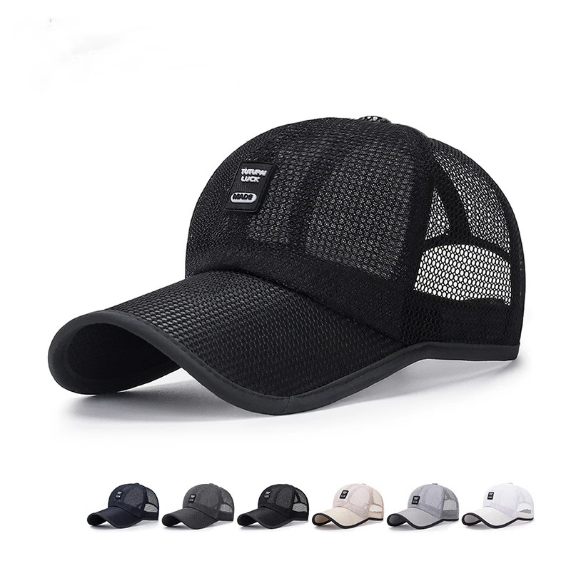 Baseball Cap Men's Mesh Breathable Full Net Summer Sun Hats Women's Adjustable Pure Color Outdoor Leisure Hats Fashion Dome