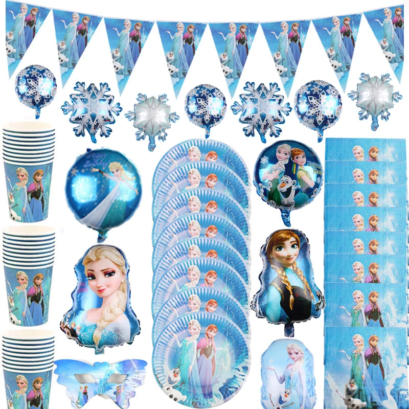 Disney Frozen Kids Girls Favor Birthday Pack Event Party Decoration Cups Plates Baby Shower Disposable Tableware Supplies