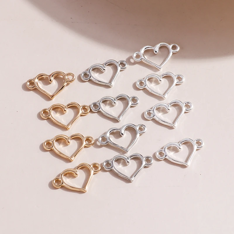 30pcs/lot 15*9mm Three Color Fashion Love Heart Charms Connector for Jewelry Making DIY Earrings Pendants Necklaces Accessories