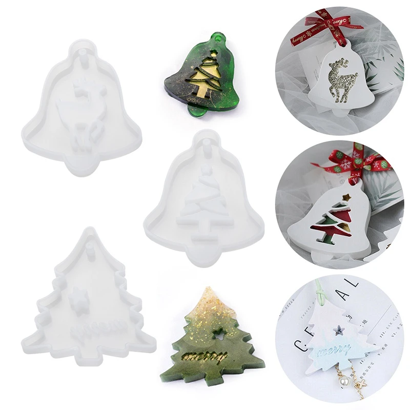 Crystal Epoxy Resin Mold Christmas Tree Elk Pendant Casting Silicone Mould Handmade DIY Crafts Jewelry Making Tools