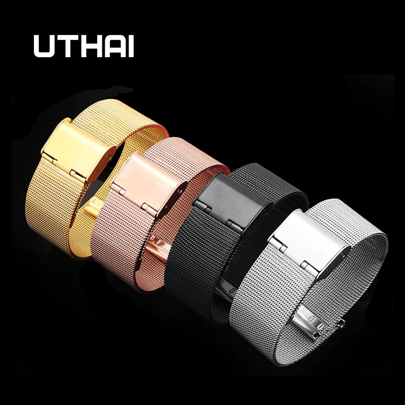 UTHAI S02 Universal Milanese Watchband 8-24mm Silver Stainless Steel 20mm watch strap Replacement Bracelet 22mm watch band