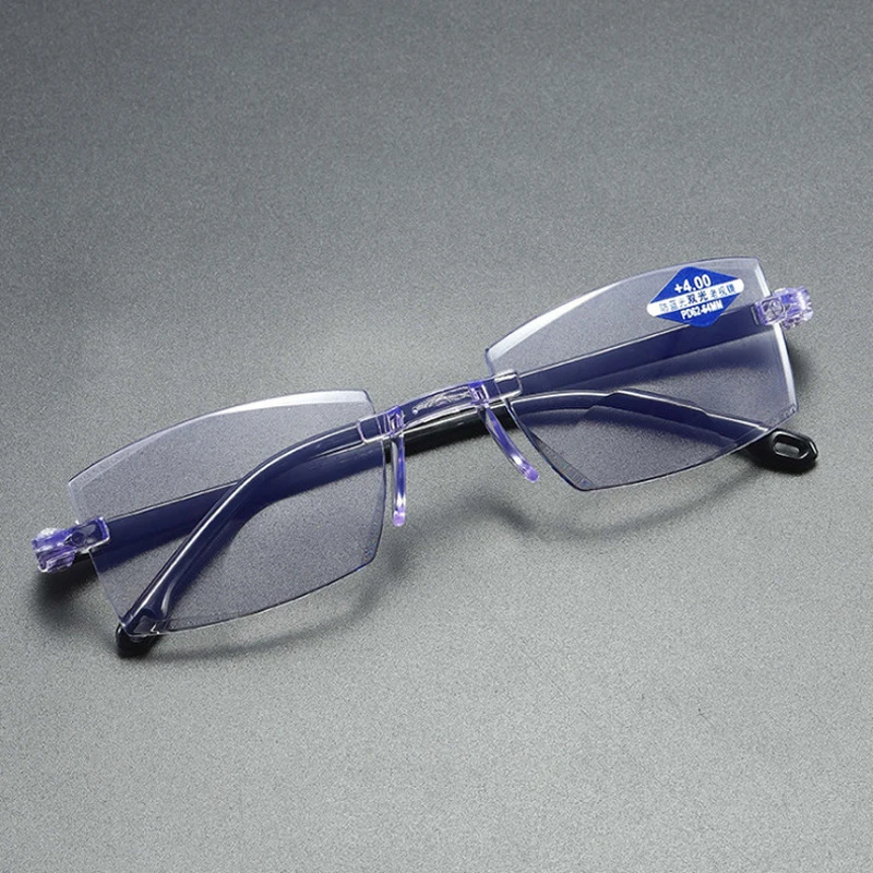1PC 2 Styles Ultralight Rimless Reading Glasses Anti Blue Light Radiation Computer Presbyopia Readers spectacleso Reader Glasses