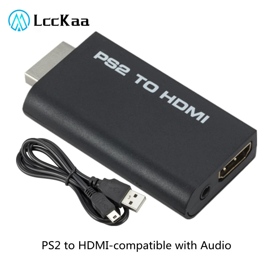 LccKaa Audio Video Converter Adapter 480i/480p/576i with 3.5mm Audio Output for PS2 to HDMI-compatible for All PS2 Display Modes